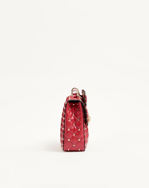 Valentino Garavani - Medium Nappa Rockstud Spike Bag - Rosso Valentino - Woman - Shoulder Bags